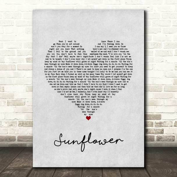 Rex Orange County Sunflower Grey Heart Song Lyric Quote Music Poster Print