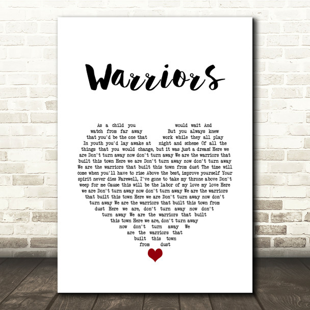 Imagine Dragons Warriors White Heart Song Lyric Quote Music Poster Print