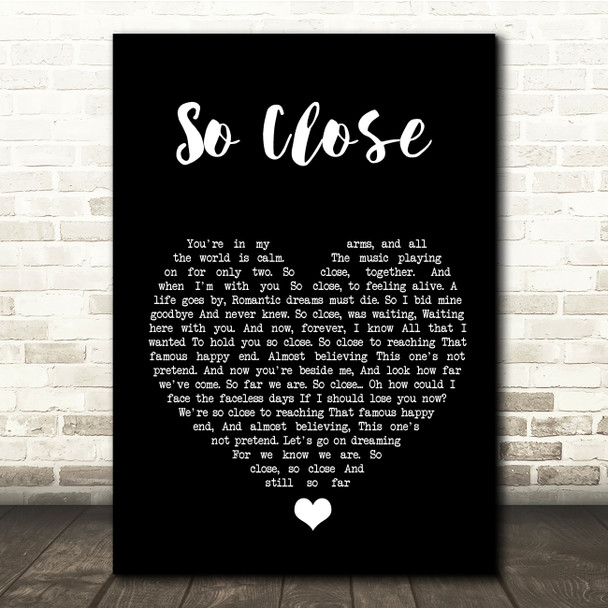 Jon McLaughlin So Close Black Heart Song Lyric Quote Music Poster Print