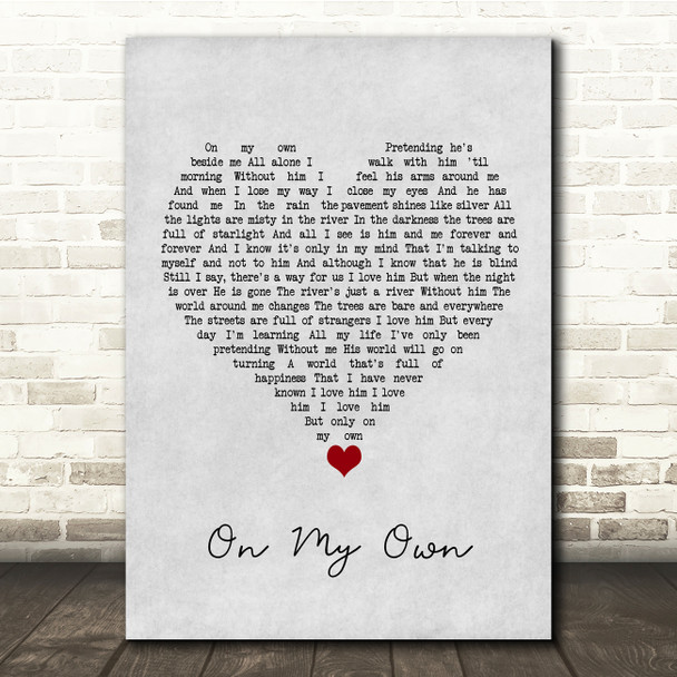Les Misérables On My Own Grey Heart Song Lyric Quote Music Poster Print