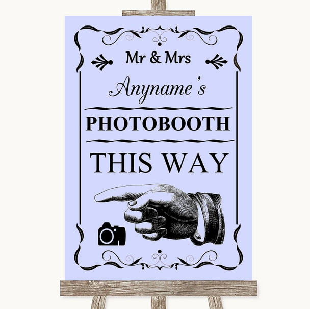 Lilac Photobooth This Way Left Personalized Wedding Sign