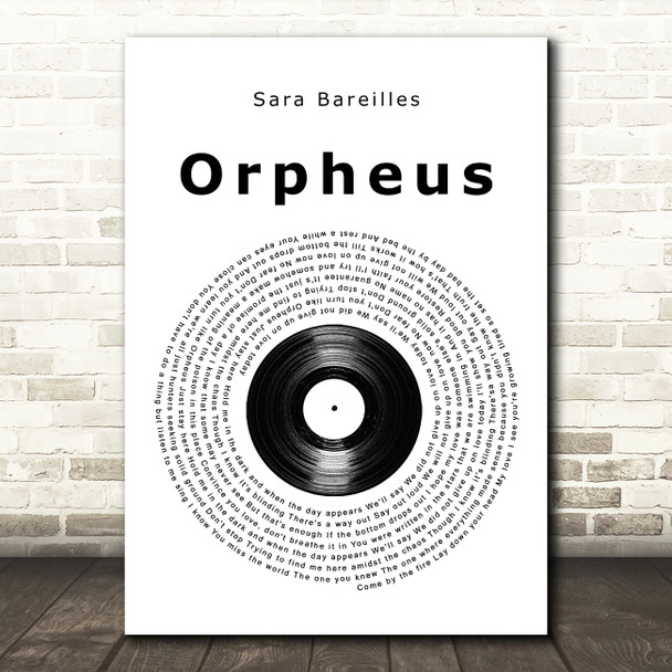 Sara Bareilles Orpheus Vinyl Record Song Lyric Quote Music Poster Print