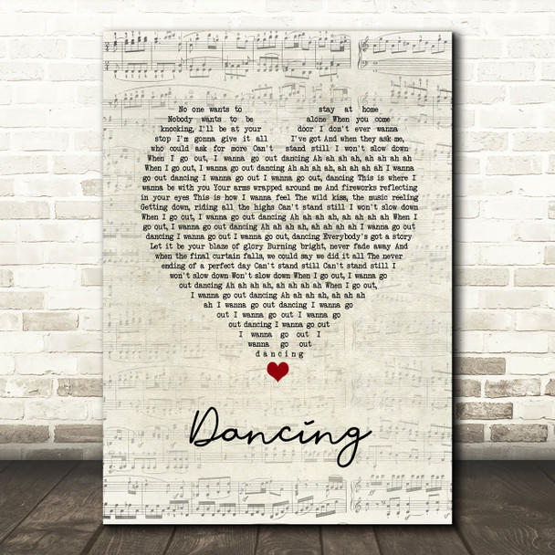 Kylie Minogue Dancing Script Heart Song Lyric Quote Music Poster Print