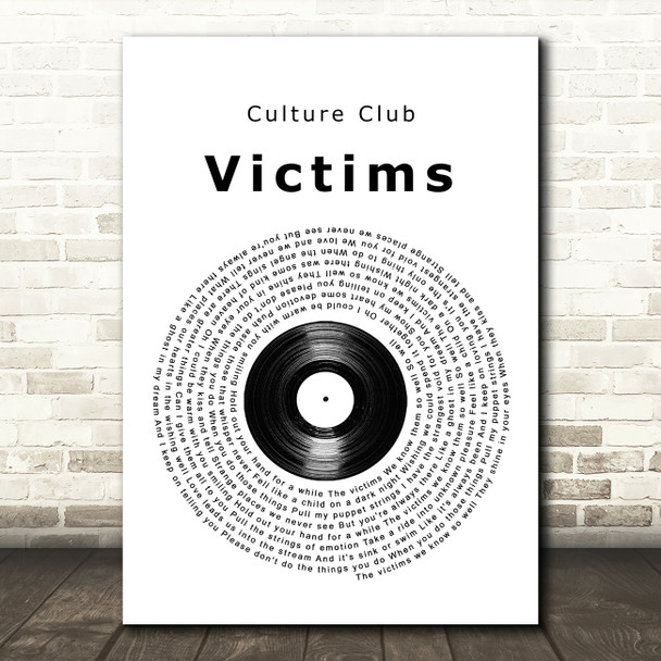 Culture Club Victims Vinyl Record Song Lyric Quote Music Poster Print