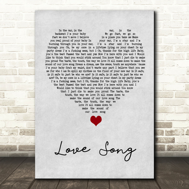 Lana Del Rey Love Song Grey Heart Song Lyric Quote Music Poster Print