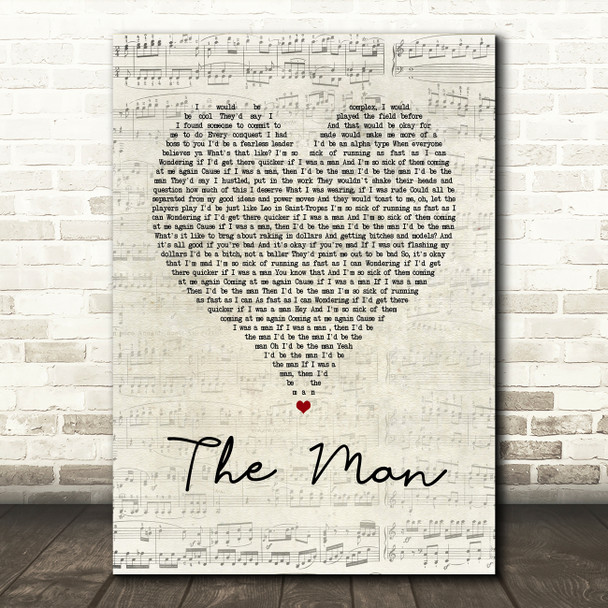 Taylor Swift The Man Script Heart Song Lyric Quote Music Poster Print