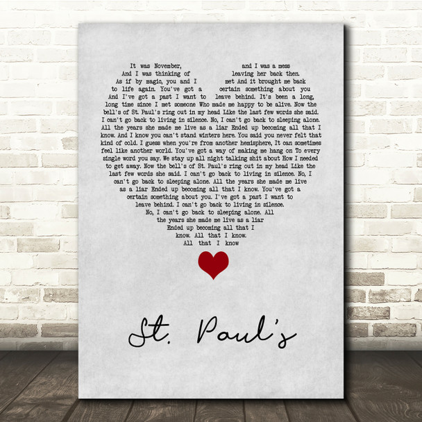 Deaf Havana St Paul's Grey Heart Song Lyric Quote Music Poster Print