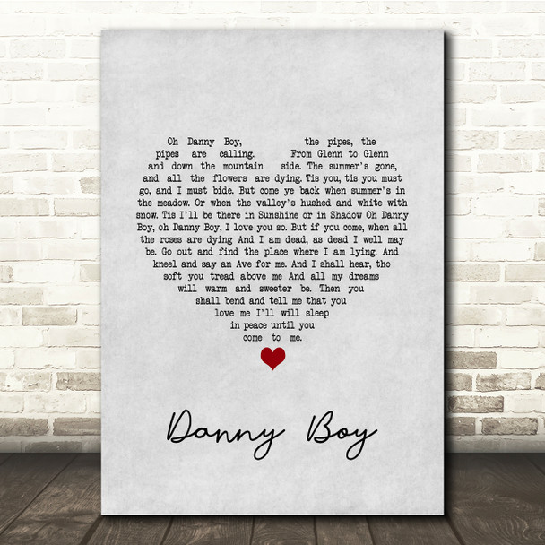 Eva Cassidy Danny Boy Grey Heart Song Lyric Quote Music Poster Print