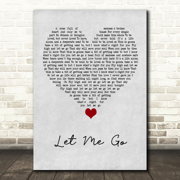 Gary Barlow Let Me Go Grey Heart Song Lyric Quote Music Poster Print