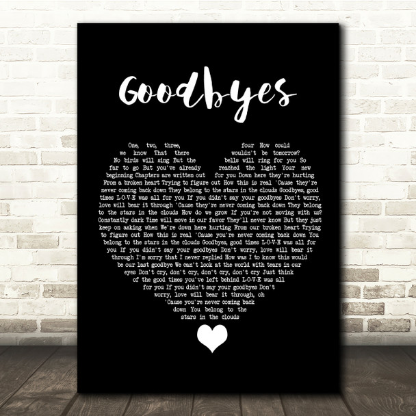 Jorja Smith Goodbyes Black Heart Song Lyric Quote Music Poster Print