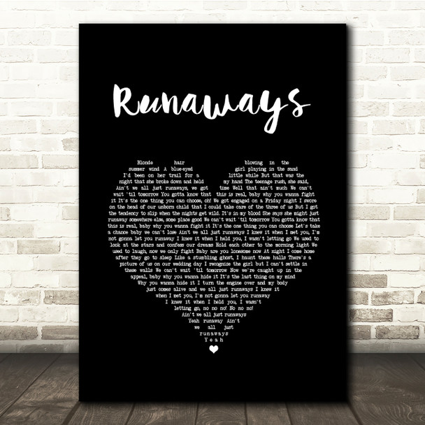 The Killers Runaways Black Heart Song Lyric Quote Music Poster Print