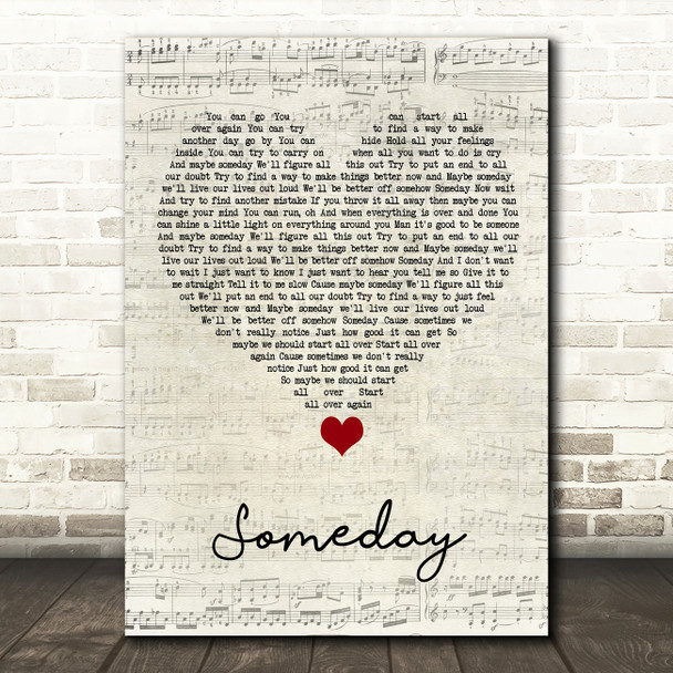 Rob Thomas Someday Script Heart Song Lyric Quote Music Poster Print