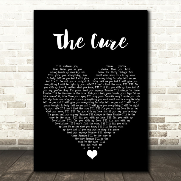 Lady Gaga The Cure Black Heart Song Lyric Quote Music Poster Print