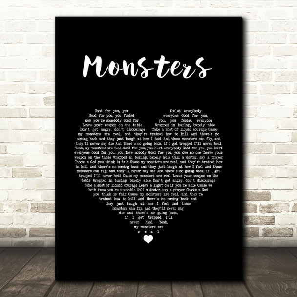 Shinedown MONSTERS Black Heart Song Lyric Quote Music Poster Print