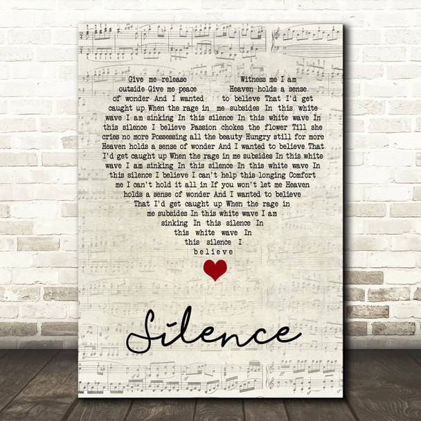 Delerium Silence Script Heart Song Lyric Quote Music Poster Print