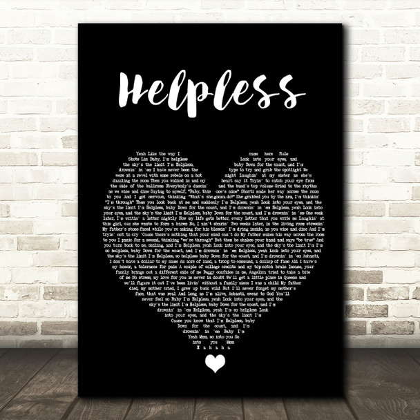 Ashanti Helpless Black Heart Song Lyric Quote Music Poster Print