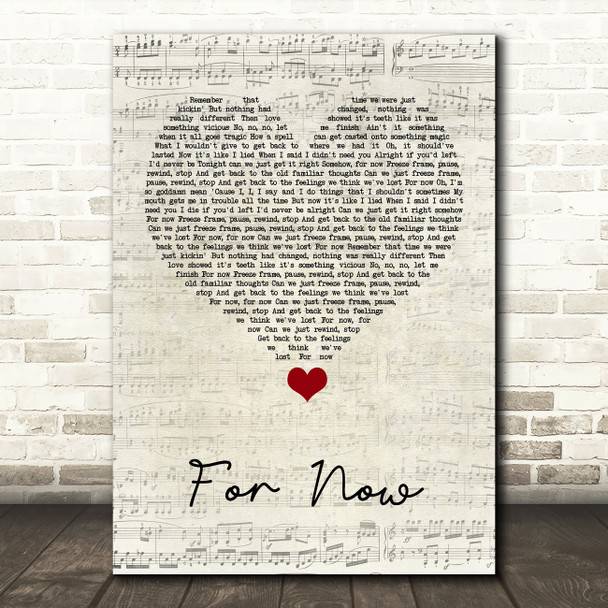 Pink For Now Script Heart Song Lyric Quote Music Poster Print