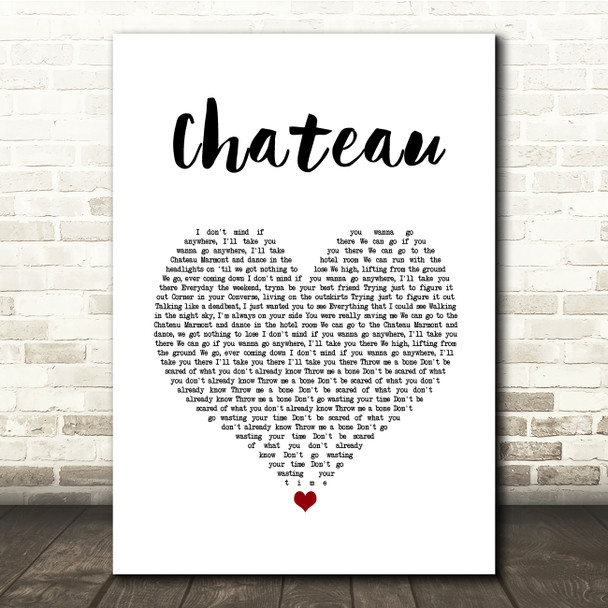 Angus & Julia Stone Chateau White Heart Song Lyric Quote Music Poster Print