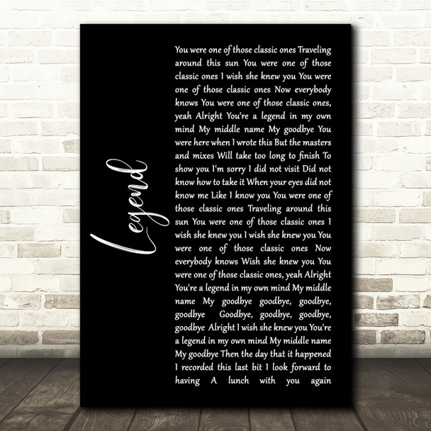 Twenty One Pilots Legend Black Script Song Lyric Quote Music Poster Print