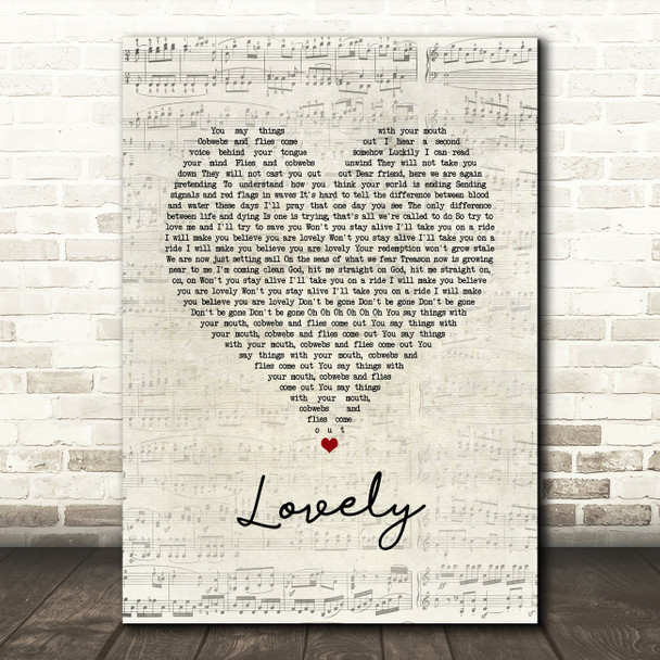 Twenty One Pilots Lovely Script Heart Song Lyric Quote Music Poster Print