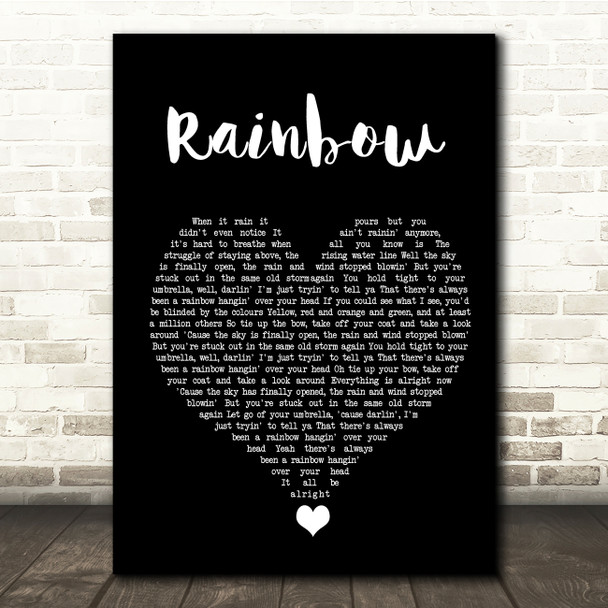 Kacey Musgraves Rainbow Black Heart Song Lyric Quote Music Poster Print