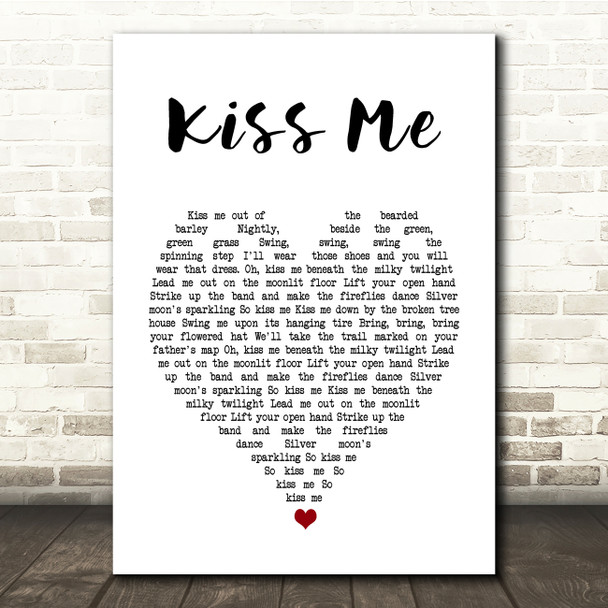 New Found Glory Kiss Me White Heart Song Lyric Quote Music Poster Print