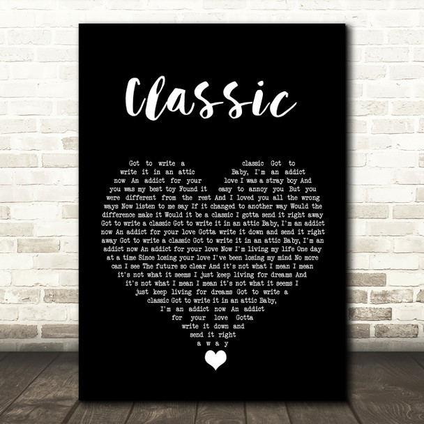 Adrian Gurvitz Classic Black Heart Song Lyric Quote Music Poster Print