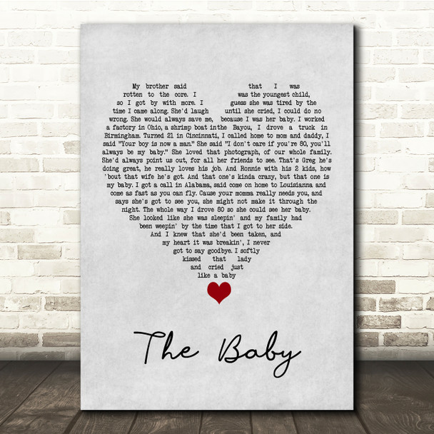 Blake Shelton The Baby Grey Heart Song Lyric Quote Music Poster Print