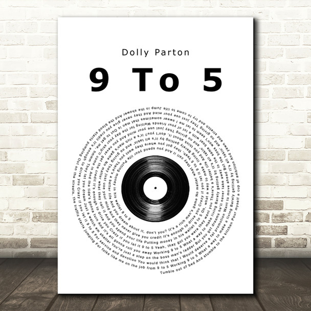 Dolly Parton 9 To 5 Vinyl Record Song Lyric Quote Music Poster Print