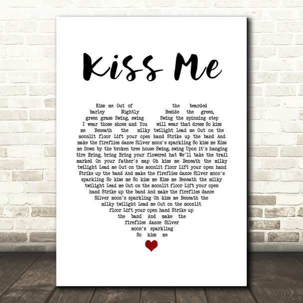 Jason Walker Kiss Me White Heart Song Lyric Quote Music Poster Print