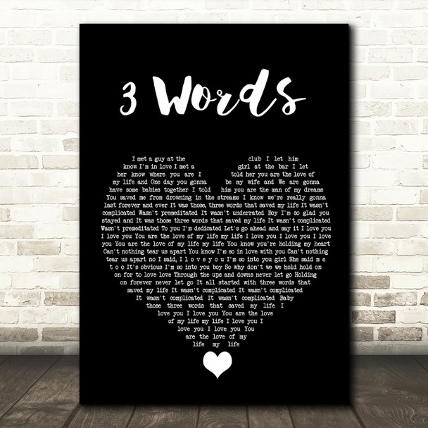 Cheryl Cole 3 Words Black Heart Song Lyric Quote Music Poster Print