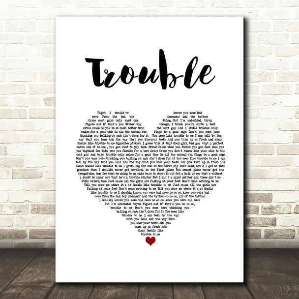 Iggy Azalea Trouble White Heart Song Lyric Quote Music Poster Print