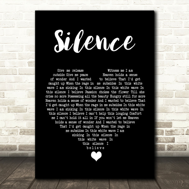 Delerium Silence Black Heart Song Lyric Quote Music Poster Print