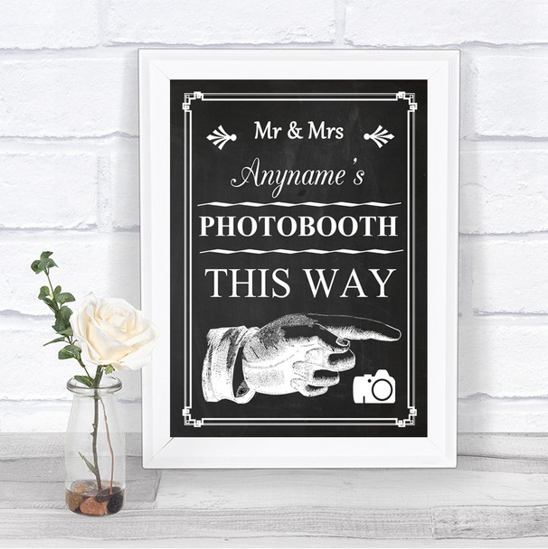 Chalk Style Photobooth This Way Right Personalized Wedding Sign