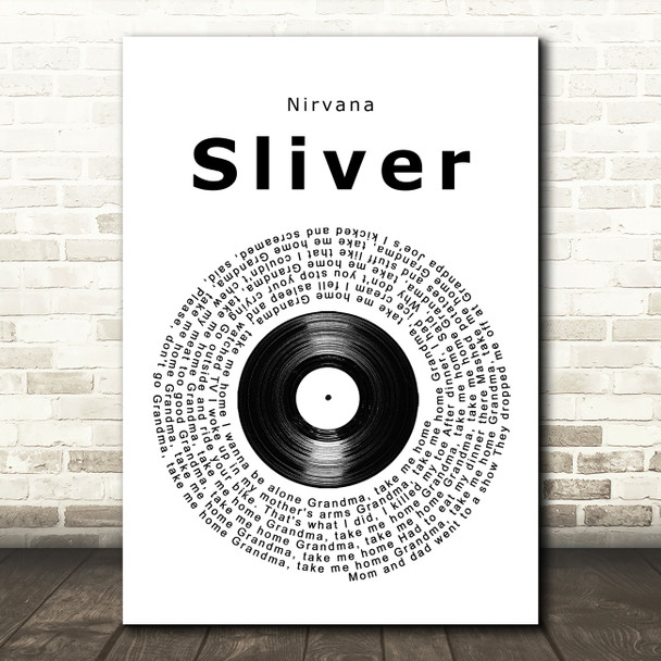 Nirvana Sliver Vinyl Record Song Lyric Quote Music Poster Print