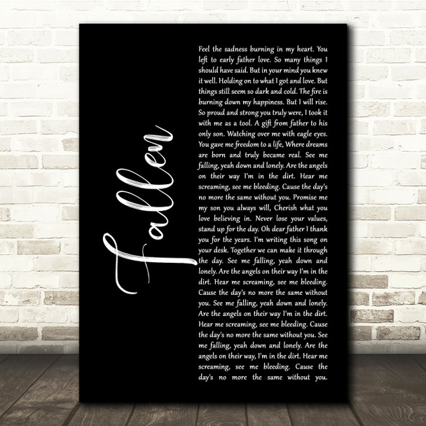 Volbeat Fallen Black Script Song Lyric Quote Music Poster Print Volbeat Fallen Black Script Song Lyric Quote Music Poster Print