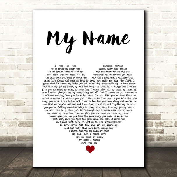 McLean My Name White Heart Song Lyric Quote Music Poster Print McLean My Name White Heart Song Lyric Quote Music Poster Print