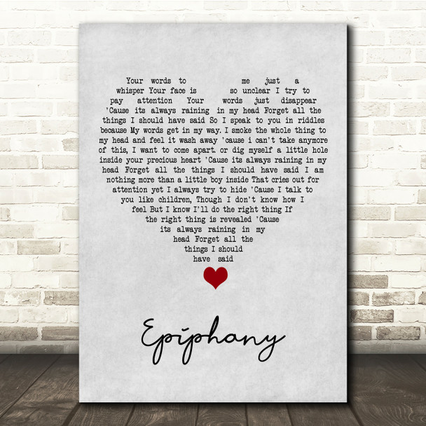 Staind Epiphany Grey Heart Song Lyric Quote Music Poster Print