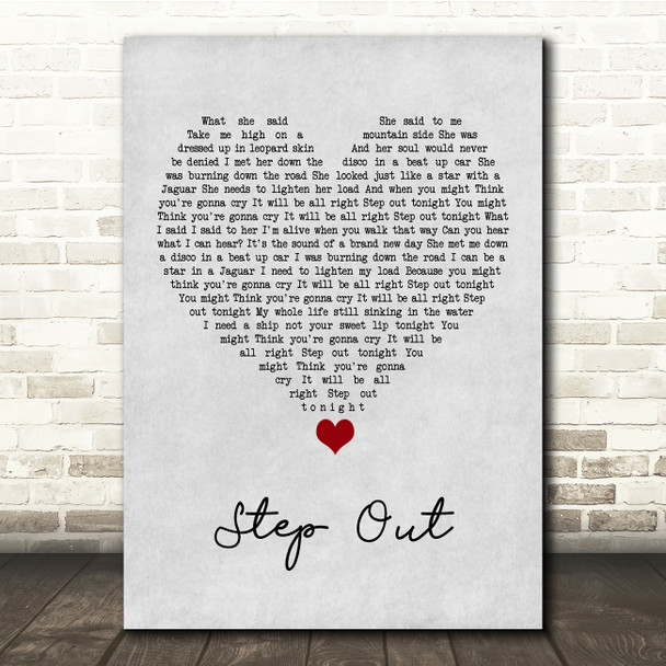 Oasis Step Out Grey Heart Song Lyric Quote Music Poster Print