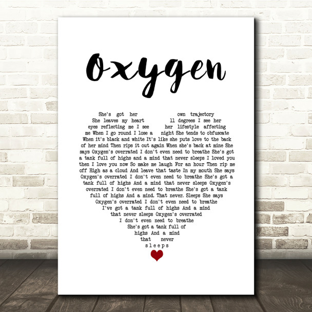 Catfish And The Bottlemen Oxygen White Heart Song Lyric Quote Music Poster Print