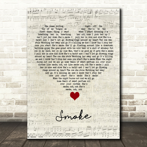 A Thousand Horses Smoke Script Heart Song Lyric Quote Music Poster Print