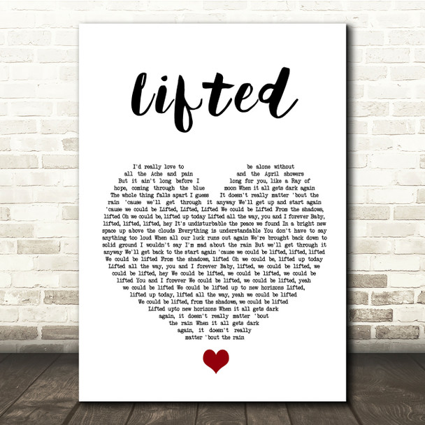 Lighthouse Family Lifted White Heart Song Lyric Quote Music Poster Print