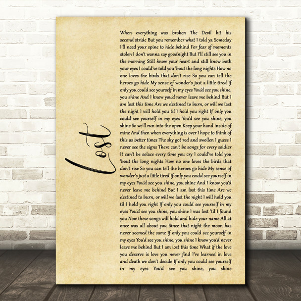 Dermot Kennedy Lost Rustic Script Song Lyric Quote Music Poster Print