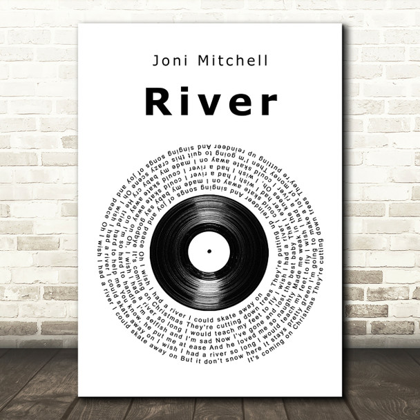 Joni Mitchell River Vinyl Record Song Lyric Quote Music Poster Print