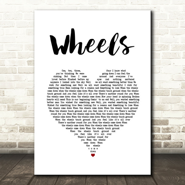 Foo Fighters Wheels White Heart Song Lyric Quote Music Poster Print