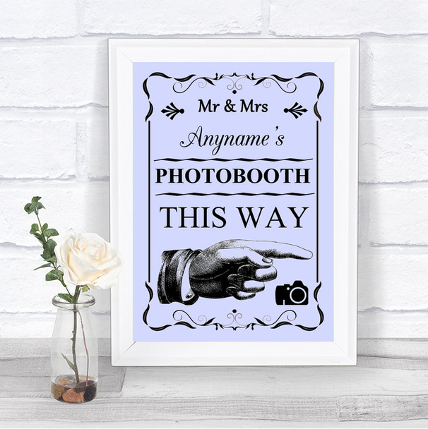 Lilac Photobooth This Way Right Personalized Wedding Sign