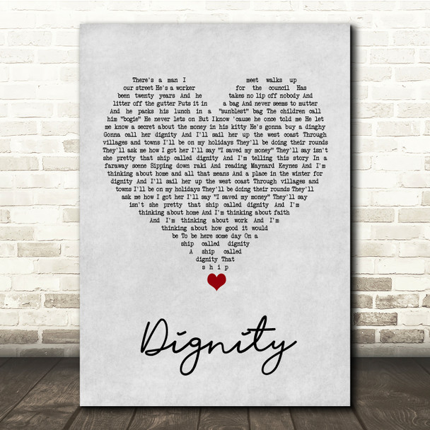 Deacon Blue Dignity Grey Heart Song Lyric Quote Music Poster Print