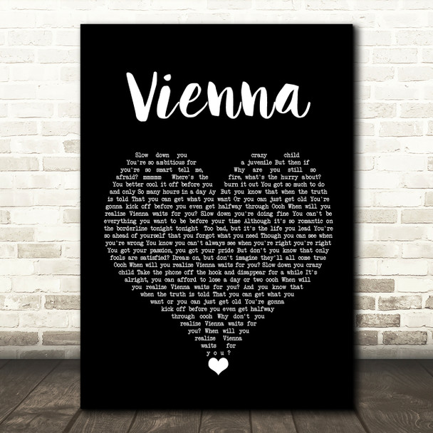 Billy Joel Vienna Black Heart Song Lyric Quote Music Poster Print