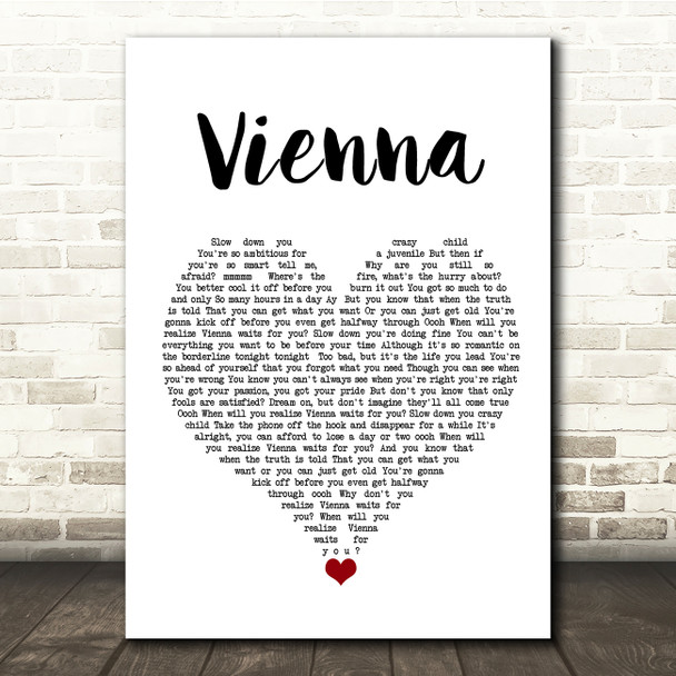 Billy Joel Vienna White Heart Song Lyric Quote Music Poster Print