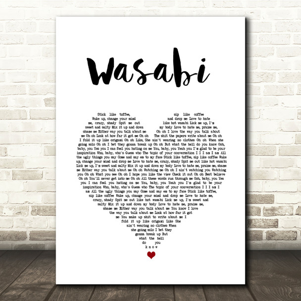 Little Mix Wasabi White Heart Song Lyric Quote Music Poster Print